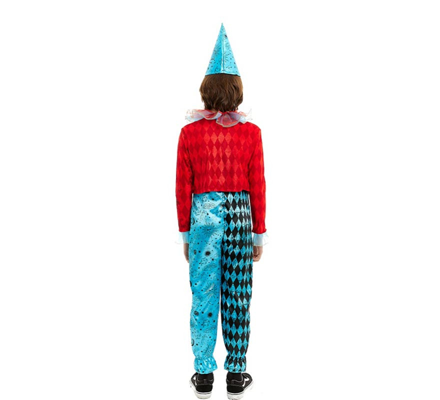 Blue and red maniac clown costume for children-B