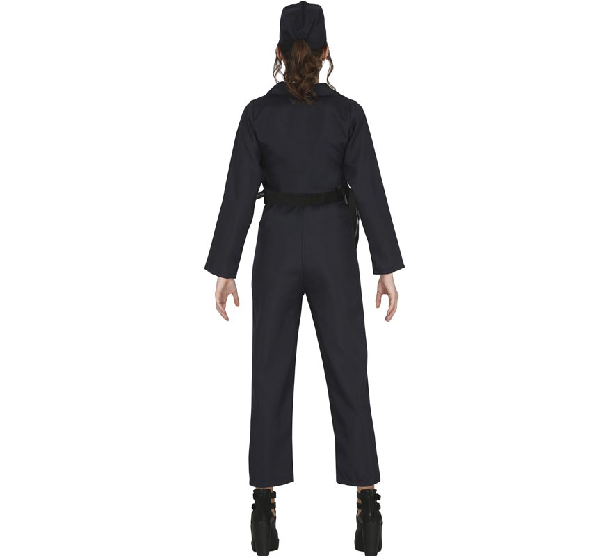 Fato de polícia preto com calças para adolescentes-B