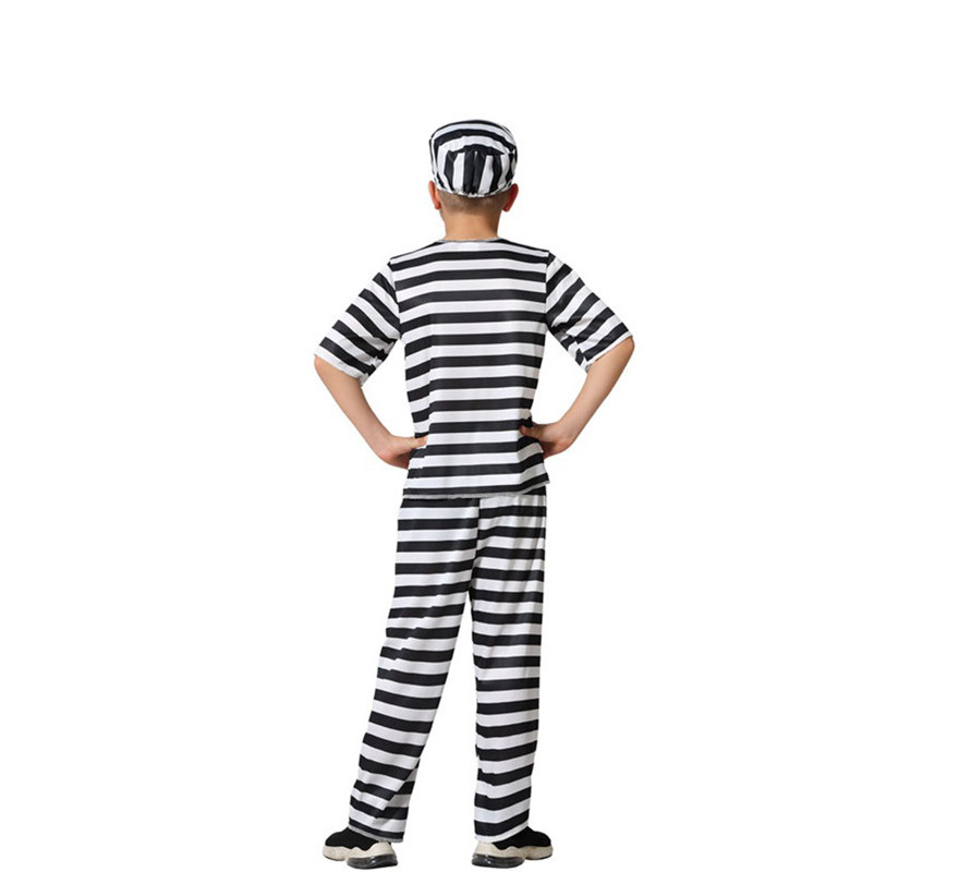 Black and White Striped Prisoner Costume for Boys-B