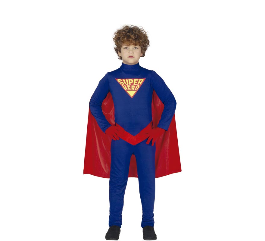 Fato de super-herói azul para crianças-B