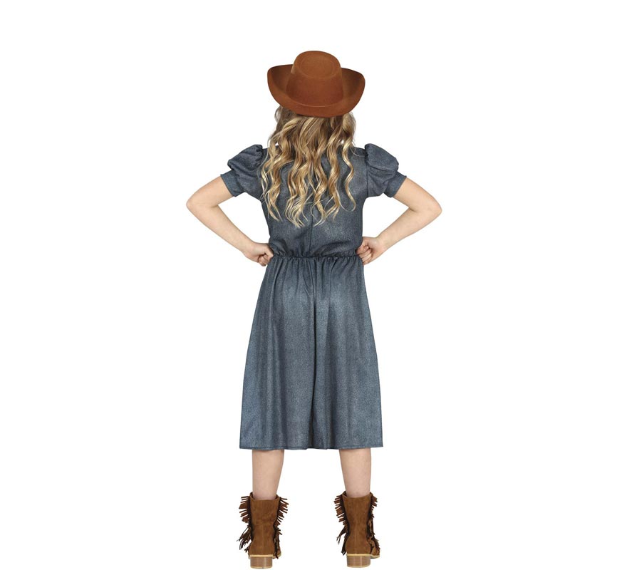 Fato de vaqueira com vestido estampado para menina-B