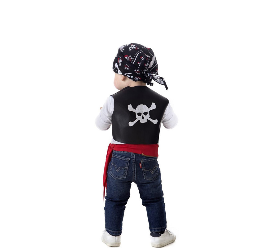Fato ou Kit Colete Caveira Pirata para bebé-B