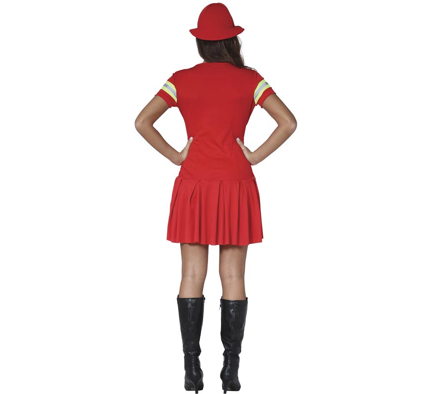 Fato de bombeira vermelha para mulher com bandas refletoras-B