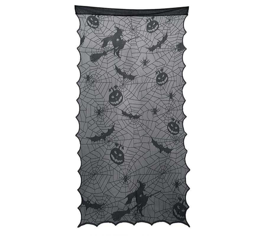 Door Lace Pumpkins and Bats black 194x100 cm-B