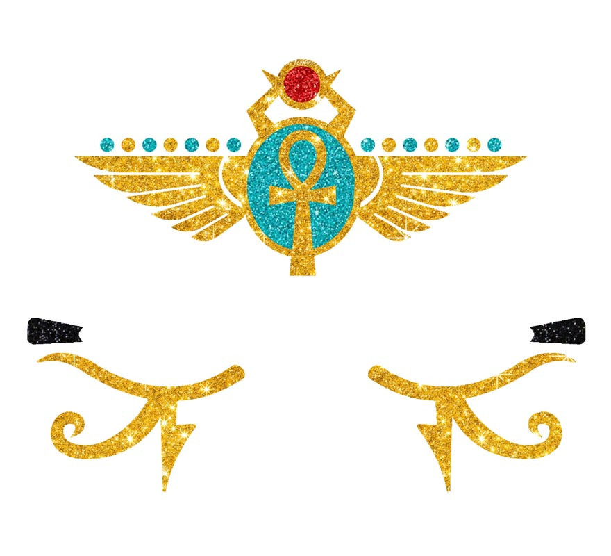 Rosto de brilho egípcio dourado e azul-B