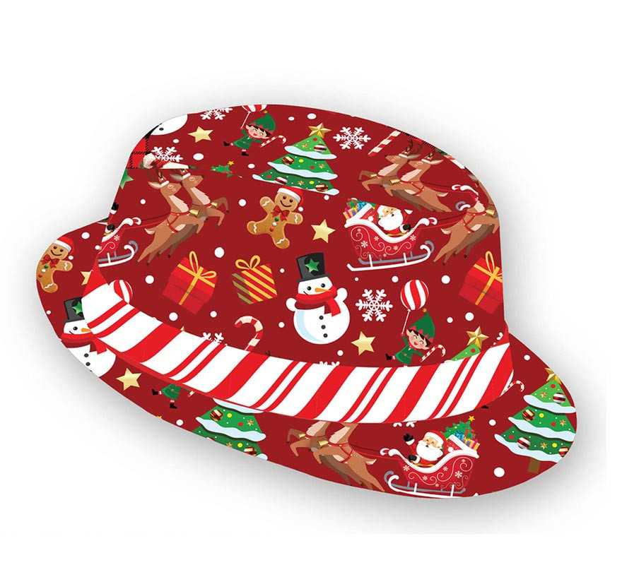 Bastão de doces com chapéu de gangster de Natal-B