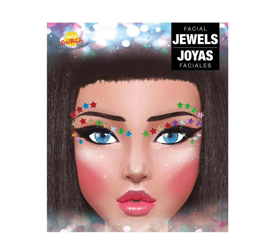 Facial Jewelry Eyelashes and Eyebrows Multicolored Stars-B