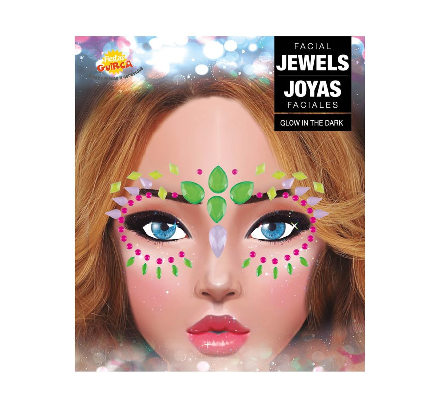 Joias faciais verde neon-B