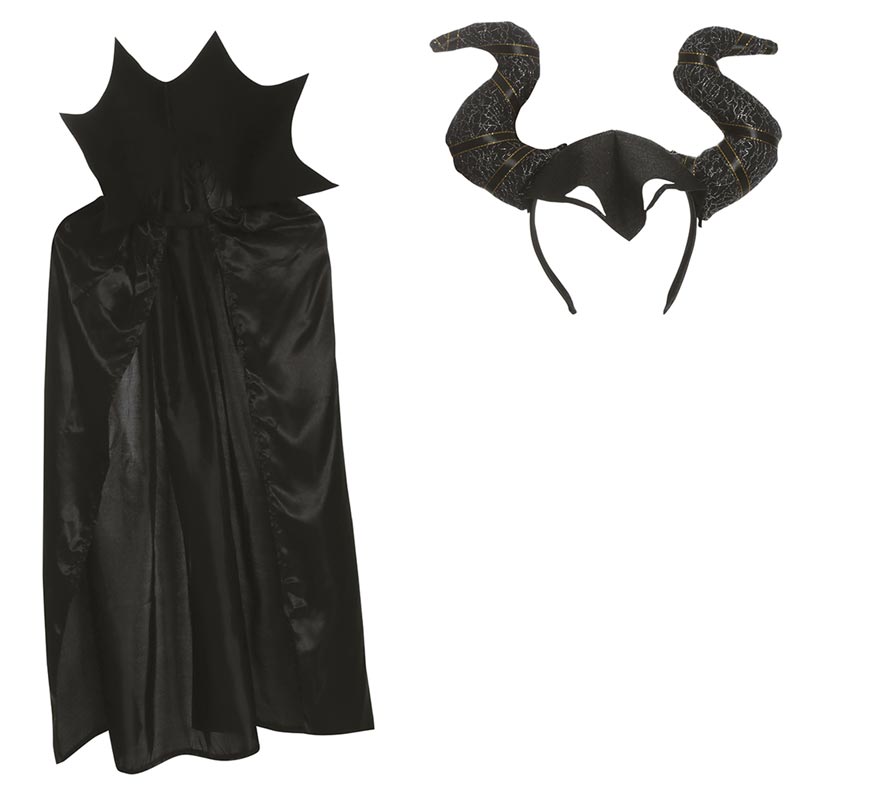 Kit Rainha Má: Capa de 100 Cm e Tiara de Chifres-B