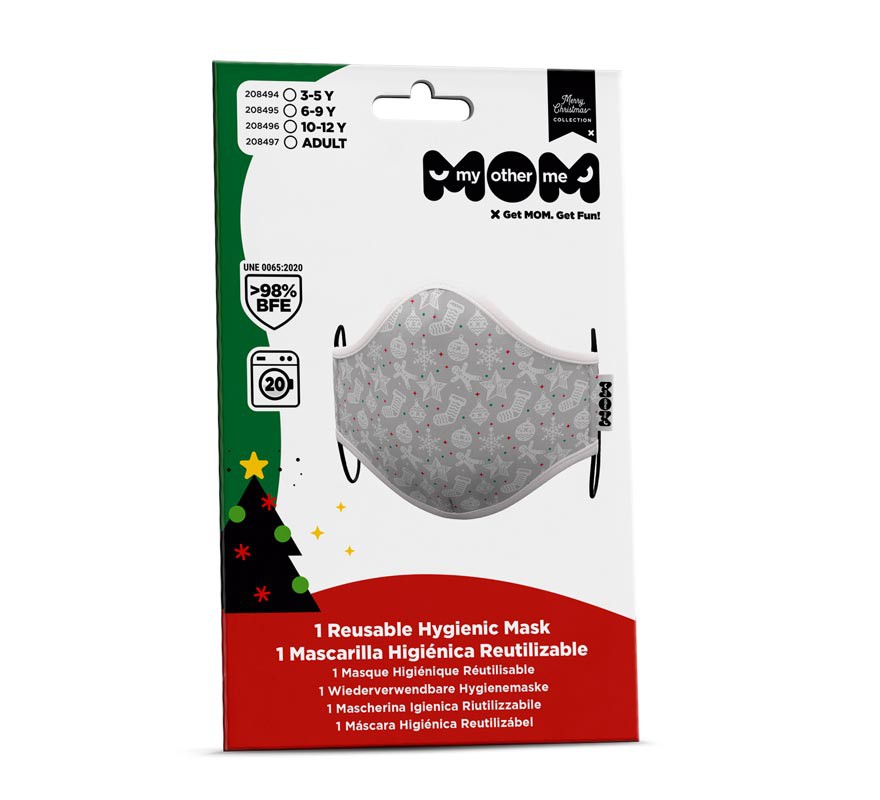 Enfeites de natal cinzentos para máscara higiênica adulta-B