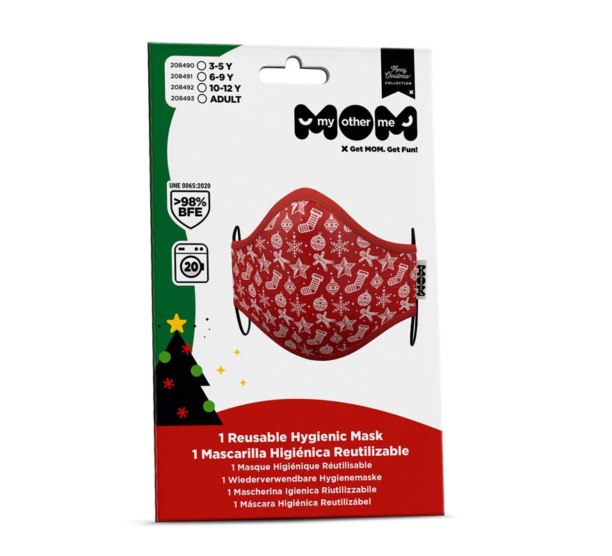 Máscara higiênica infantil vermelha decorações de Natal-B