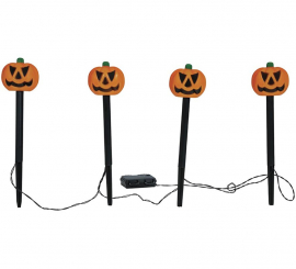4 Lanternas de Abóbora com Luz para Jardim 33 cm