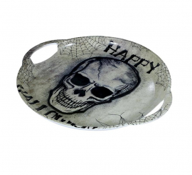 'Bandeja Caveira ''Happy Halloween'' com alças de 30 cm'