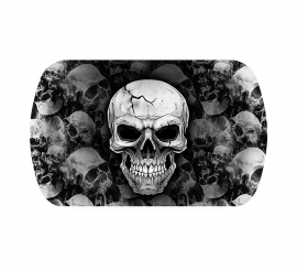 Bandeja de caveiras assustadoras de plástico de 39x24 cm