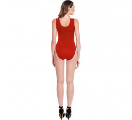 Bodysuit or Leotard with wide red straps for women