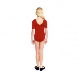Body ou jersey vermelho de manga curta para menina
