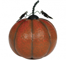 Orange Metal Pumpkin with Light 16 cm