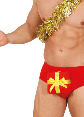 Cueca boxer vermelha para presente de Natal adulto
