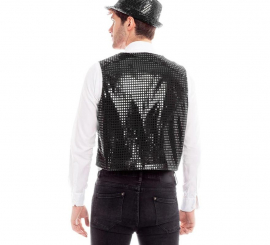 Elegant black sequin vest for men