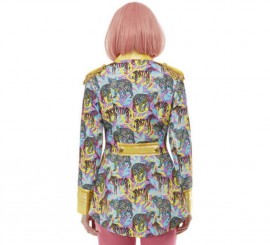 Yellow and Blue 70s Jacket with gold details for women