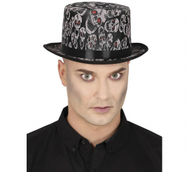 Top hat with skulls