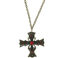 Colar Cruz com Rubi 6 cm
