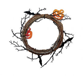 Coroa de Abóboras e Morcegos 30 cm