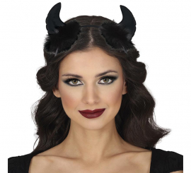 Black Demon Horns with Boa