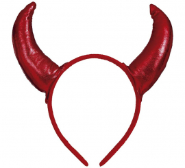 Faixa de cabeça com chifres de demônio vermelho