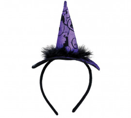 Tiara Mini Chapéu de Bruxa Lilás