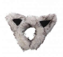 Tiara com orelhas de lobo cinza claro 9x8 cm