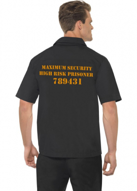 Fato de camisa preta para presidiário para homem