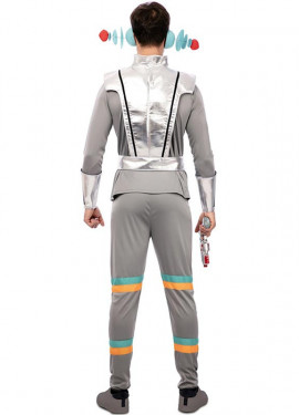 Fato de agente espacial cinza com pulseiras para homem