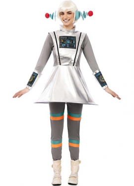 Fato de Agente Espacial cinzento com munhequeiras para mulher