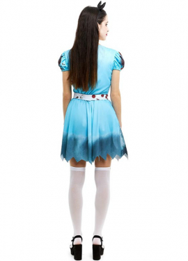 Women's classic blue dress zombie alice costume