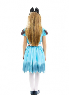 Fantasia de Alice Zombie vestido azul clássico para meninas e adolescentes
