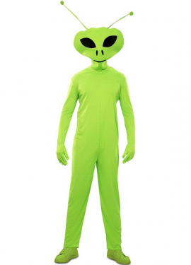 Classic green alien costume with mask for men