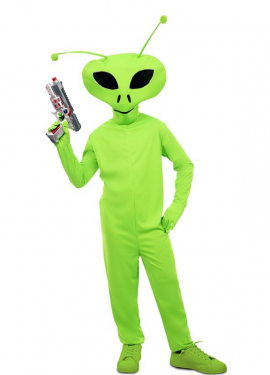 Classic green alien costume with mask for kids