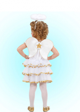 Fato de anjo dourado glamoroso para menina