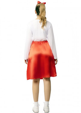 Fato de líder de claque dos anos 50 vermelho e branco para mulher