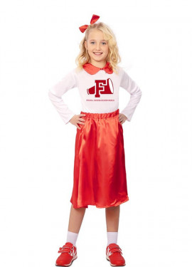 Fato de líder de claque dos anos 50 vermelho e branco para menina