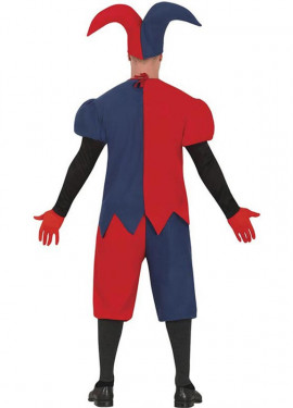 Red and blue Evil Harlequin costume for men