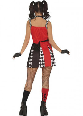 Fato de Cheerleader Arlequina em vestido para mulher