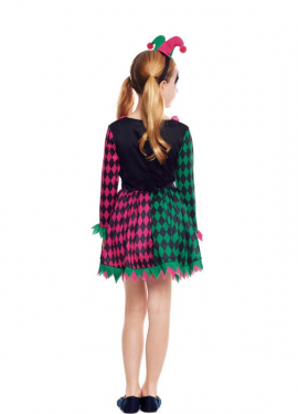 Fato de arlequina tricolor para menina