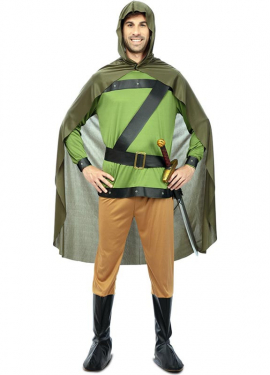 Green Forest Archer Costume with Cape for Men