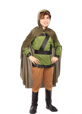 Green Forest Archer Costume with Cape for Kids