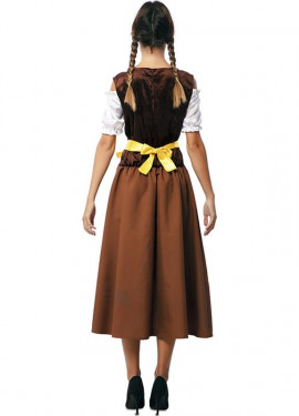 Fato clássico da Baviera castanho e amarelo para mulher