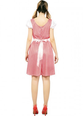 Traje bávaro vestido rosa e verde para mulher