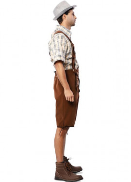 Traje clássico bávaro listrado marrom masculino