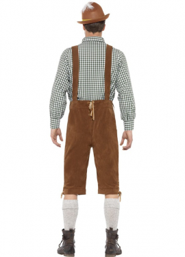 Traje tradicional da Baviera marrom com Lederhosen para homem